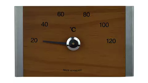 Bastutermometer i värmebehandlad trä & rostfrittstål